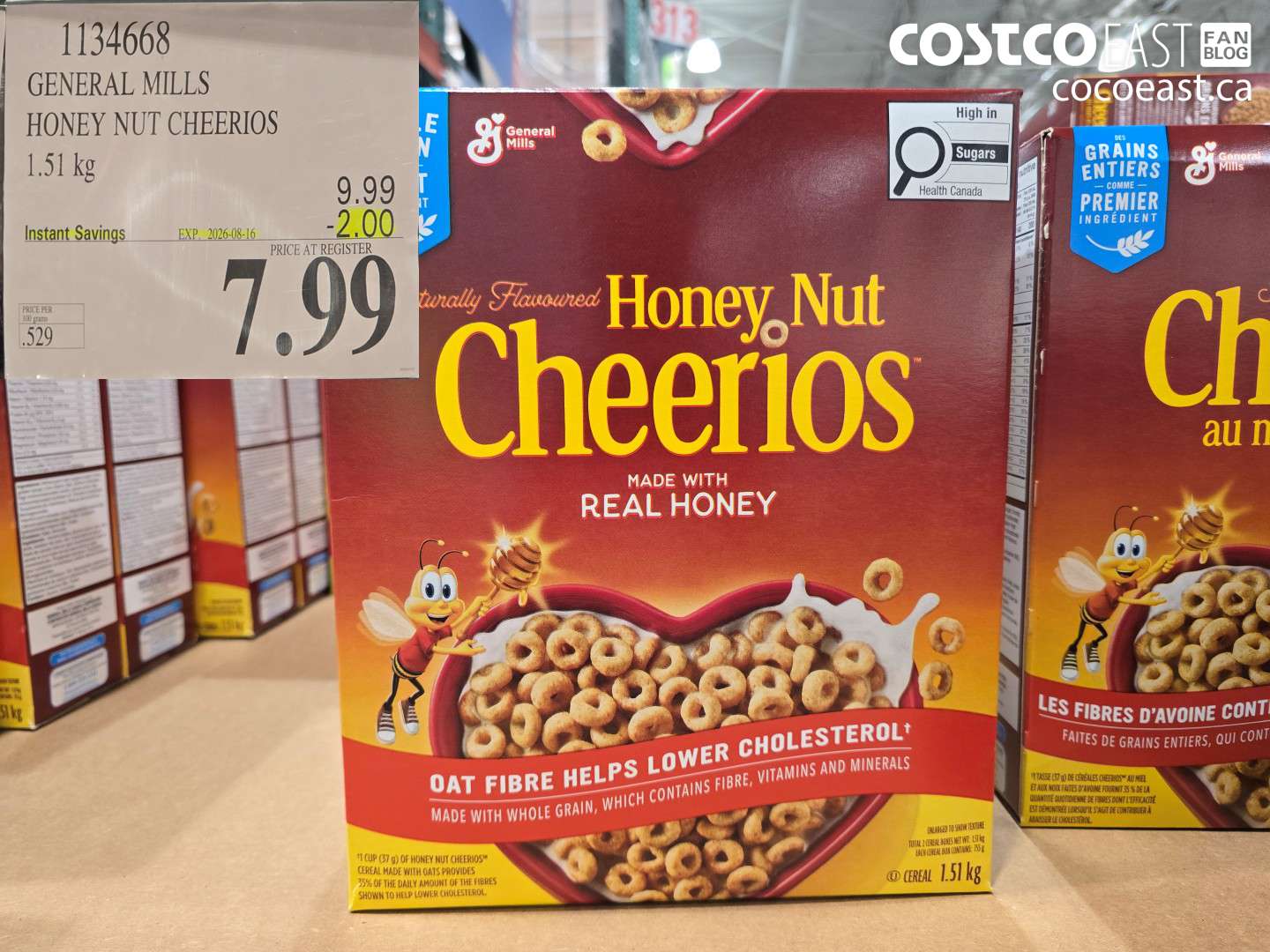 1134668 GENERAL MILLS HONEY NUT CHEERIOS 1.51 KG ($2.00 INSTANT SAVINGS EXPIRES ON 2026-08-16) $7.99