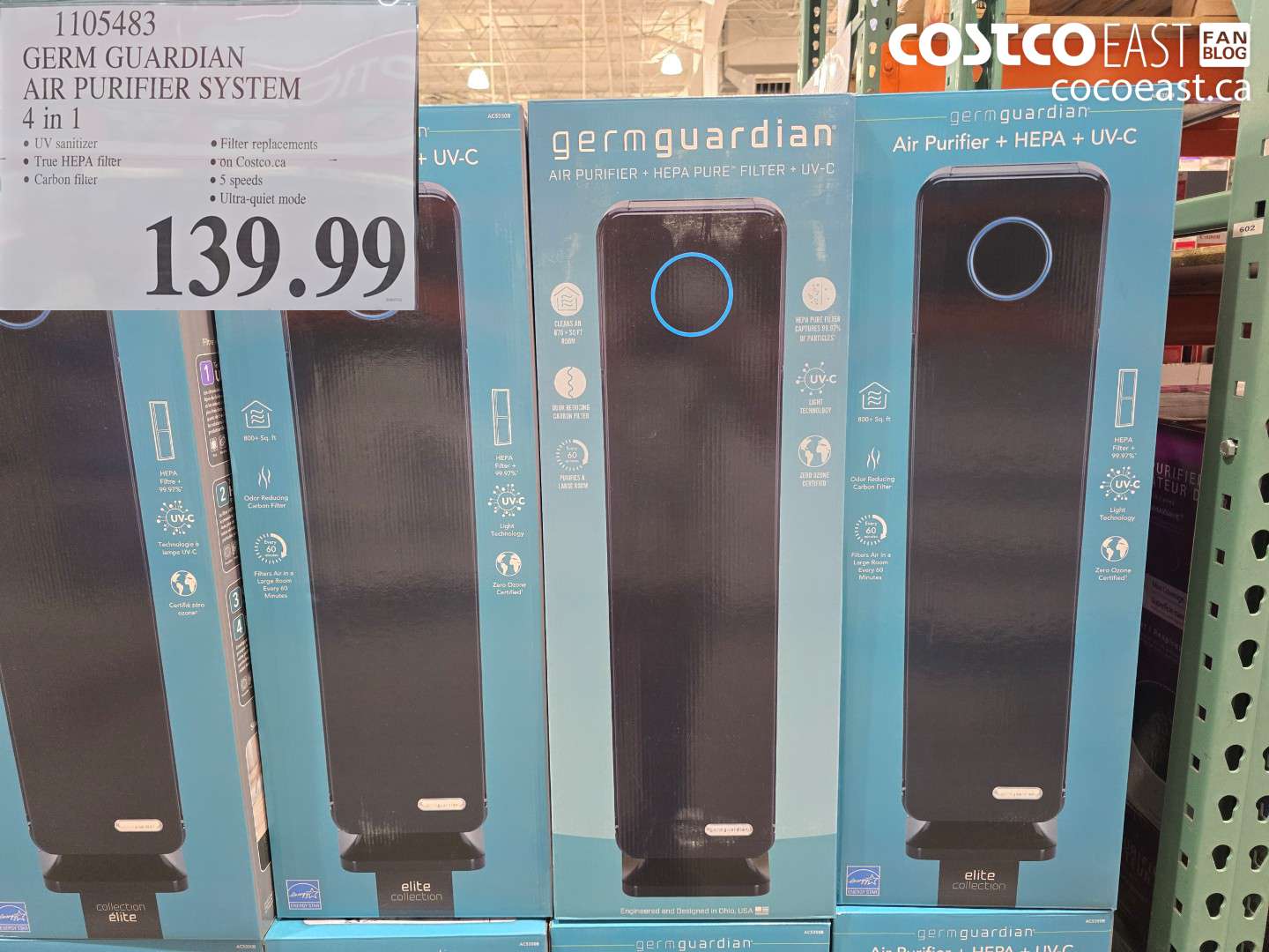 1105483 GERM GUARDIAN AIR PURIFIER SYSTEM 4 IN 1 $139.99