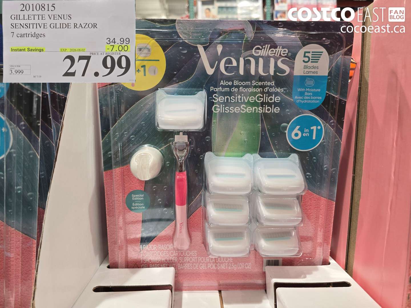 2010815 GILLETTE VENUS SENSITIVE GLIDE RAZOR 7 CARTRIDGES ($7.00 INSTANT SAVINGS EXPIRES ON 2026-08-02) $27.99