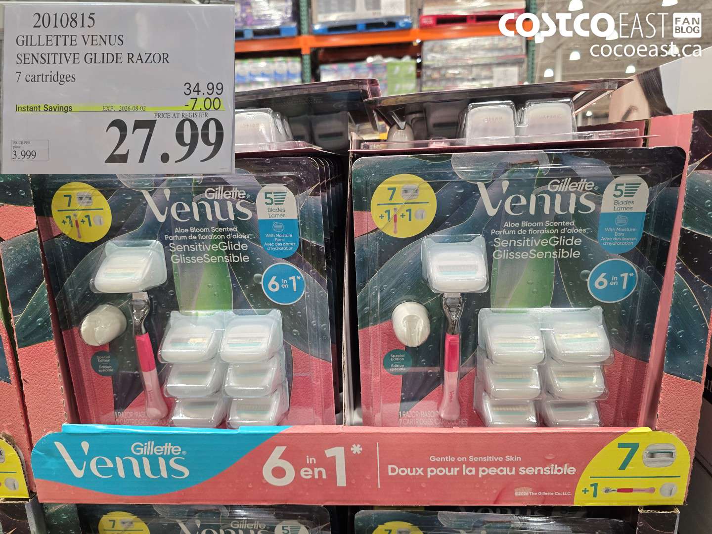 2010815 GILLETTE VENUS SENSITIVE GLIDE RAZOR 7 CARTRIDGES ($7.00 INSTANT SAVINGS EXPIRES ON 2026-08-02) $27.99