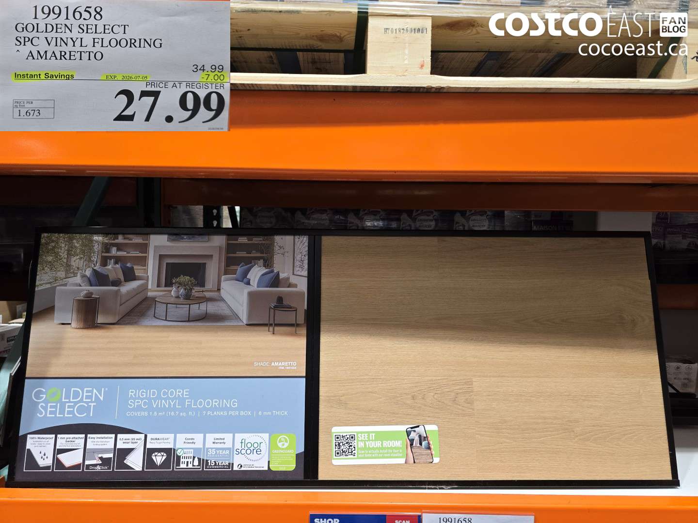 1991658 GOLDEN SELECT SPC VINYL FLOORING AMARETTO ($7.00 INSTANT SAVINGS EXPIRES ON 2026-07-05) $27.99