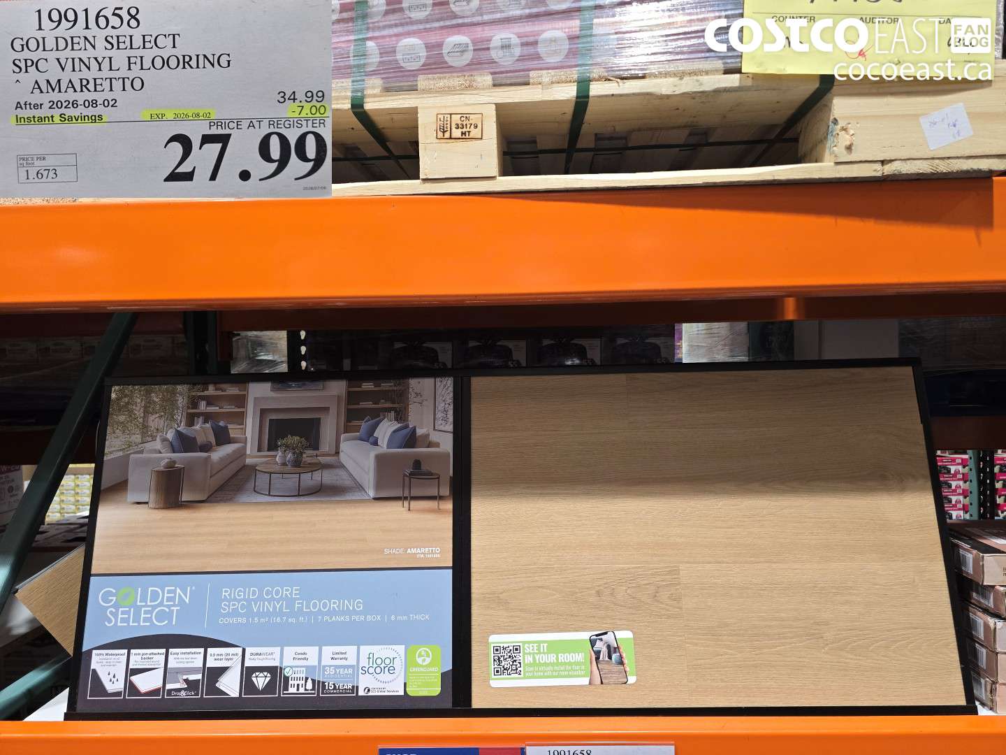 1991658 GOLDEN SELECT SPC VINYL FLOORING AMARETTO ($7.00 INSTANT SAVINGS EXPIRES ON 2026-08-02) $27.99