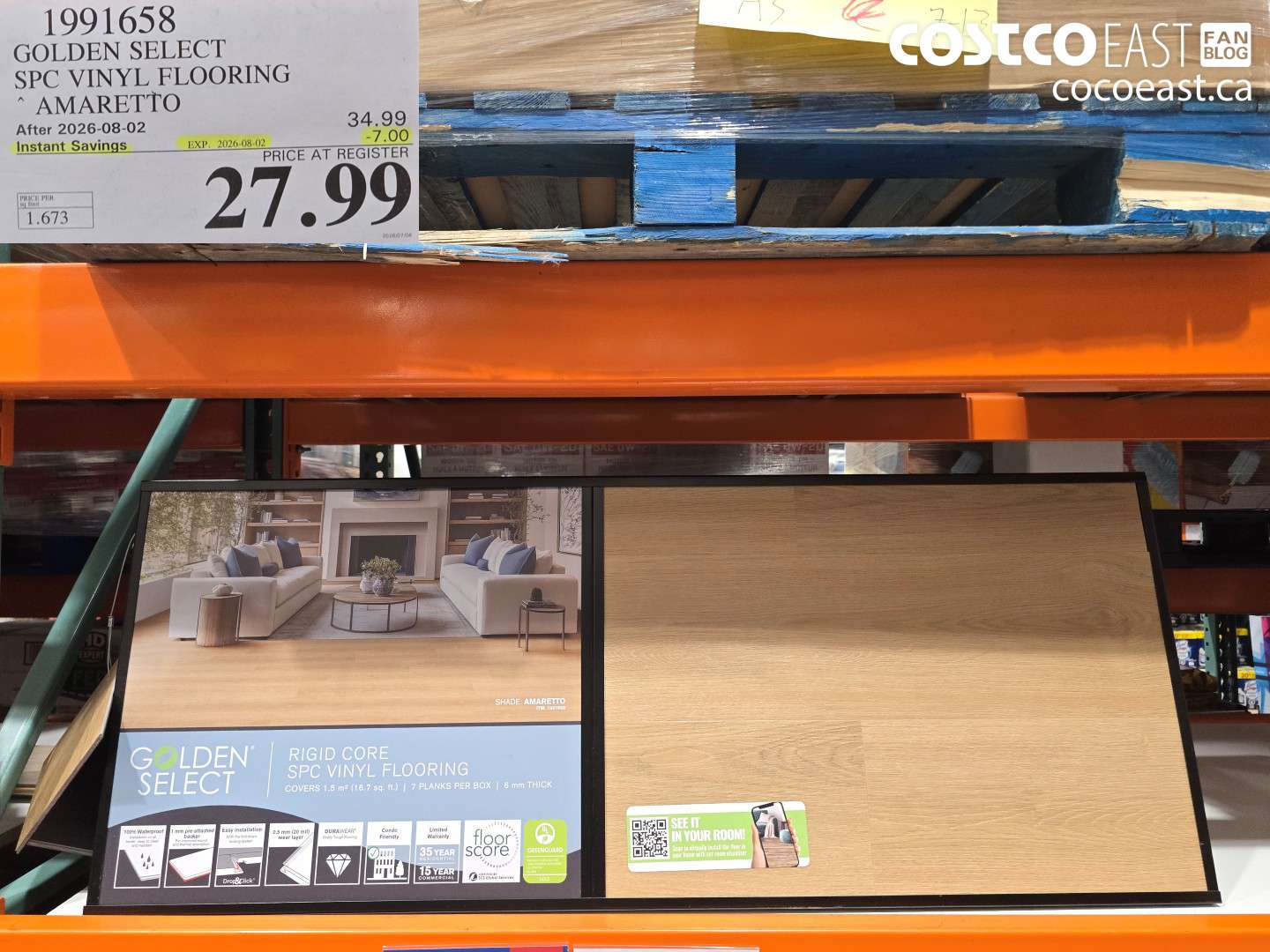 1991658 GOLDEN SELECT SPC VINYL FLOORING AMARETTO ($7.00 INSTANT SAVINGS EXPIRES ON 2026-08-02) $27.99