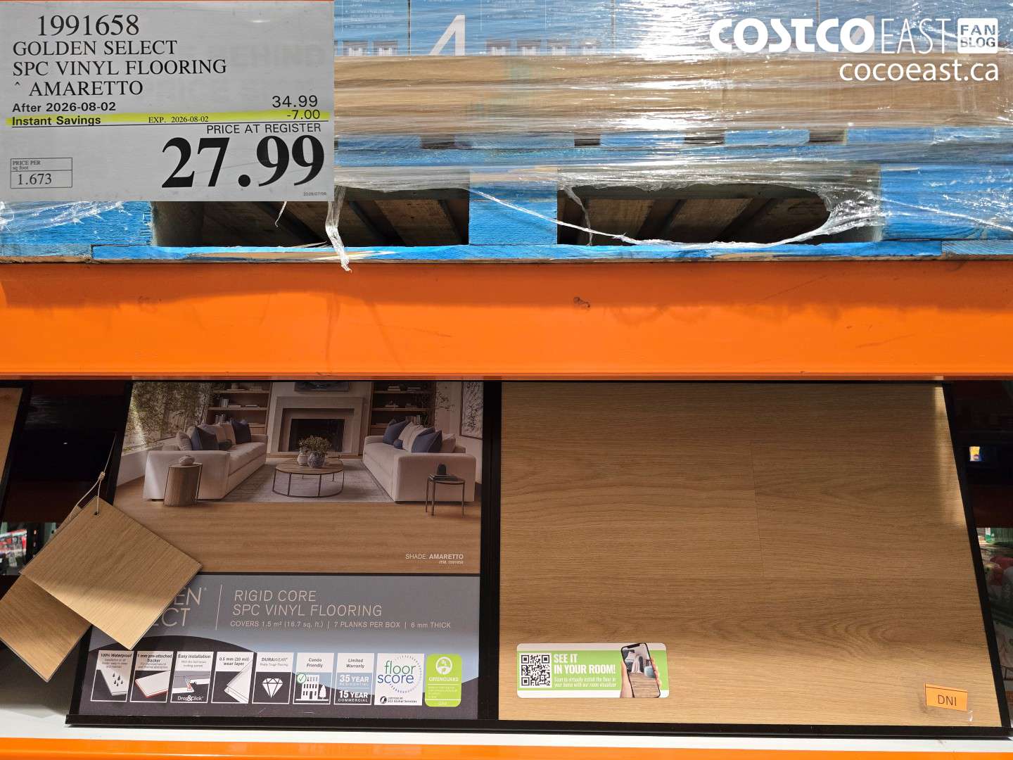 1991658 GOLDEN SELECT SPC VINYL FLOORING AMARETTO ($7.00 INSTANT SAVINGS EXPIRES ON 2026-08-02) $27.99