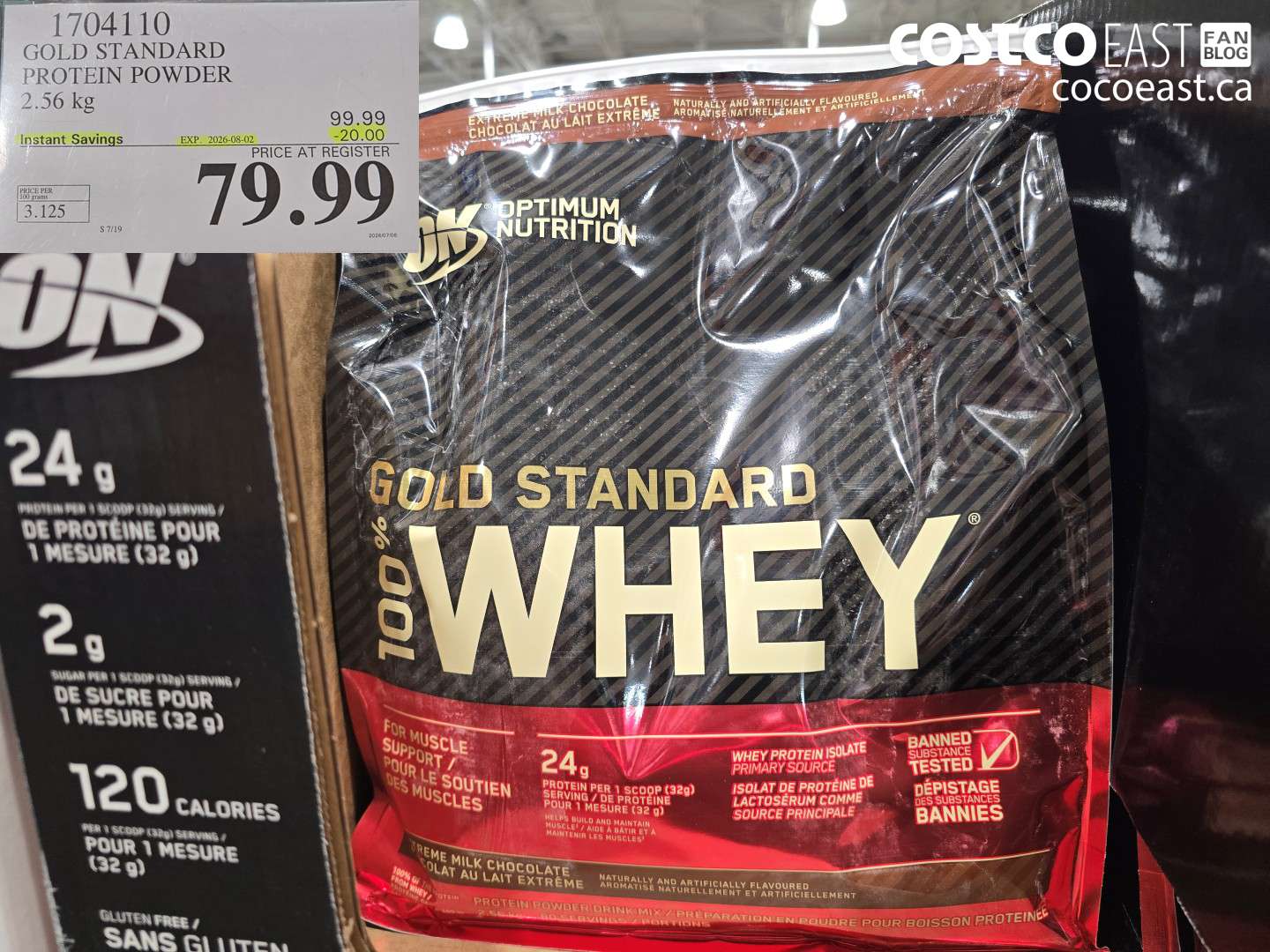 1704110 GOLD STANDARD PROTEIN POWDER 2.56 KG ($20.00 INSTANT SAVINGS EXPIRES ON 2026-08-02) $79.99