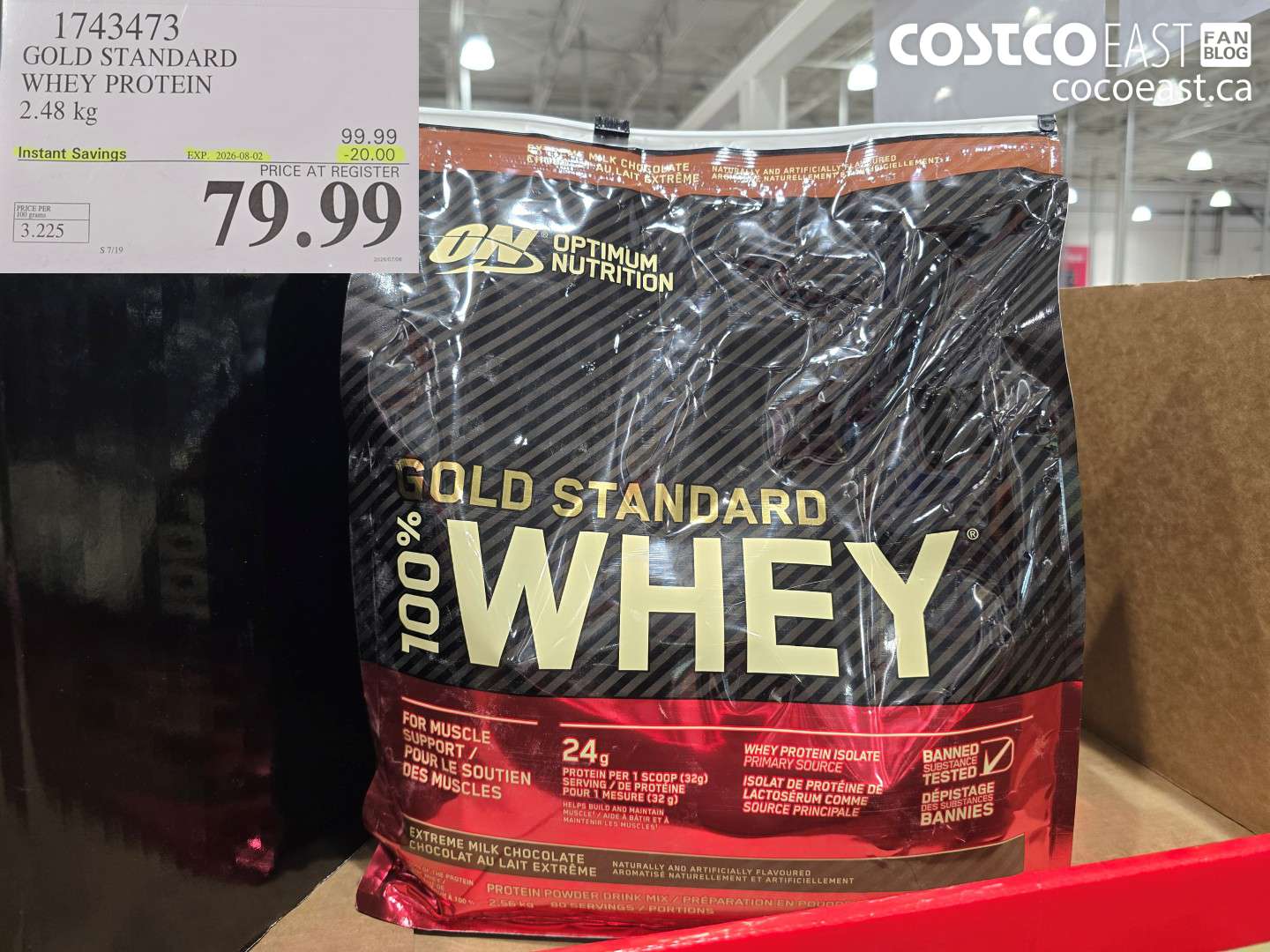 1743473 GOLD STANDARD WHEY PROTEIN 2.48 KG ($20.00 INSTANT SAVINGS EXPIRES ON 2026-08-02) $79.99