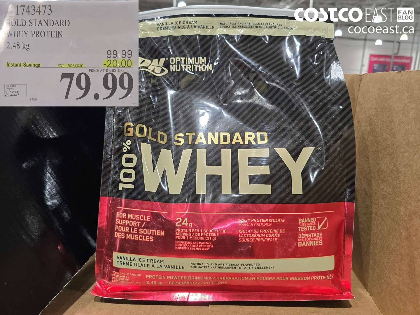 1743473 GOLD STANDARD WHEY PROTEIN 2.48 KG ($20.00 INSTANT SAVINGS EXPIRES ON 2026-08-02) $79.99