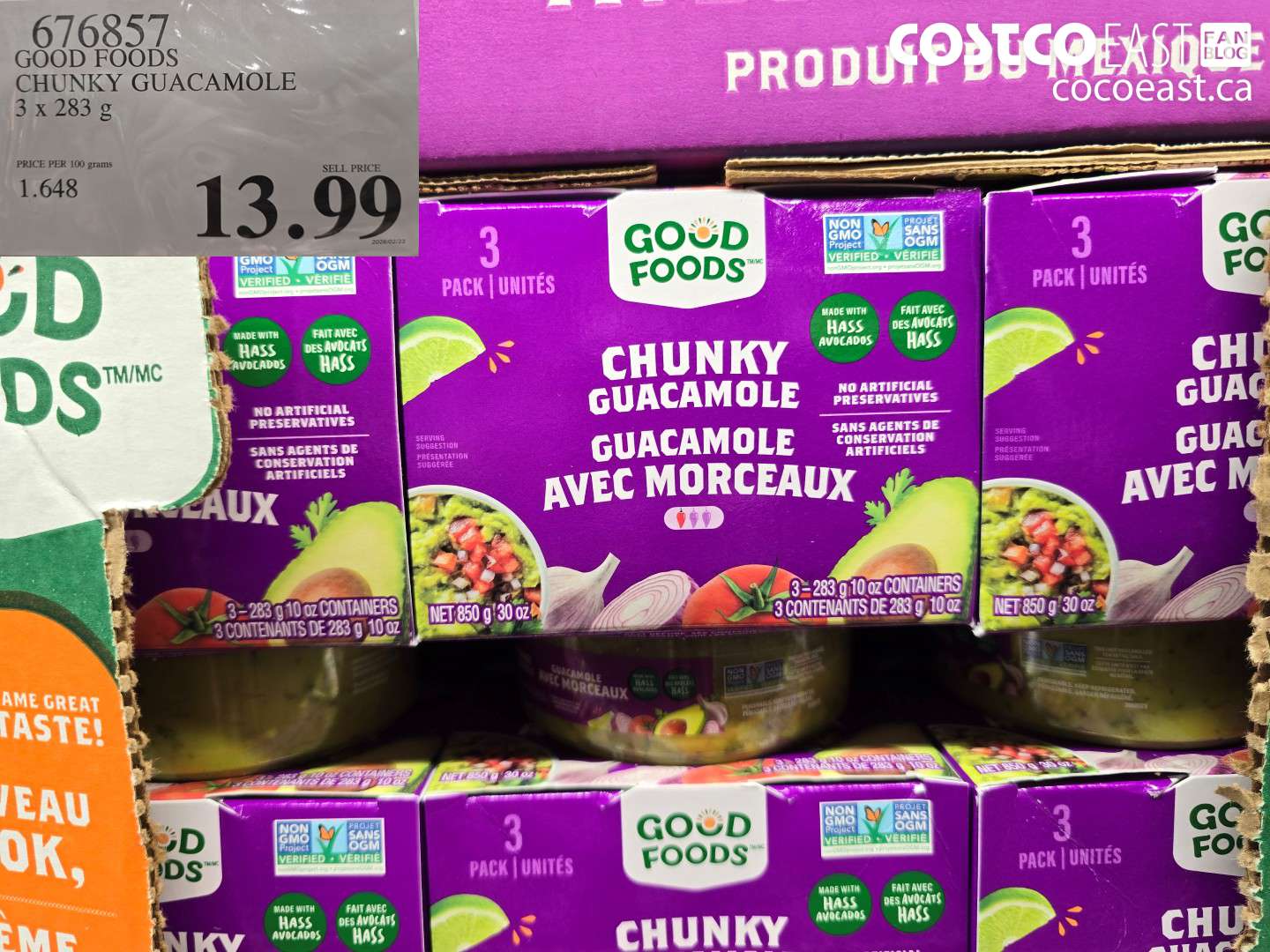 676857 GOOD FOODS CHUNKY GUACAMOLE 3 X 283 G $13.99