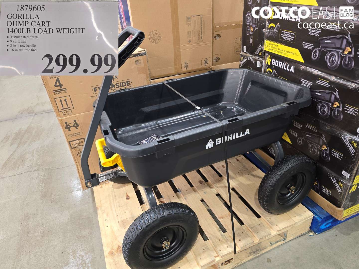 1879605 GORILLA DUMP CART 1400LB LOAD WEIGHT $299.99