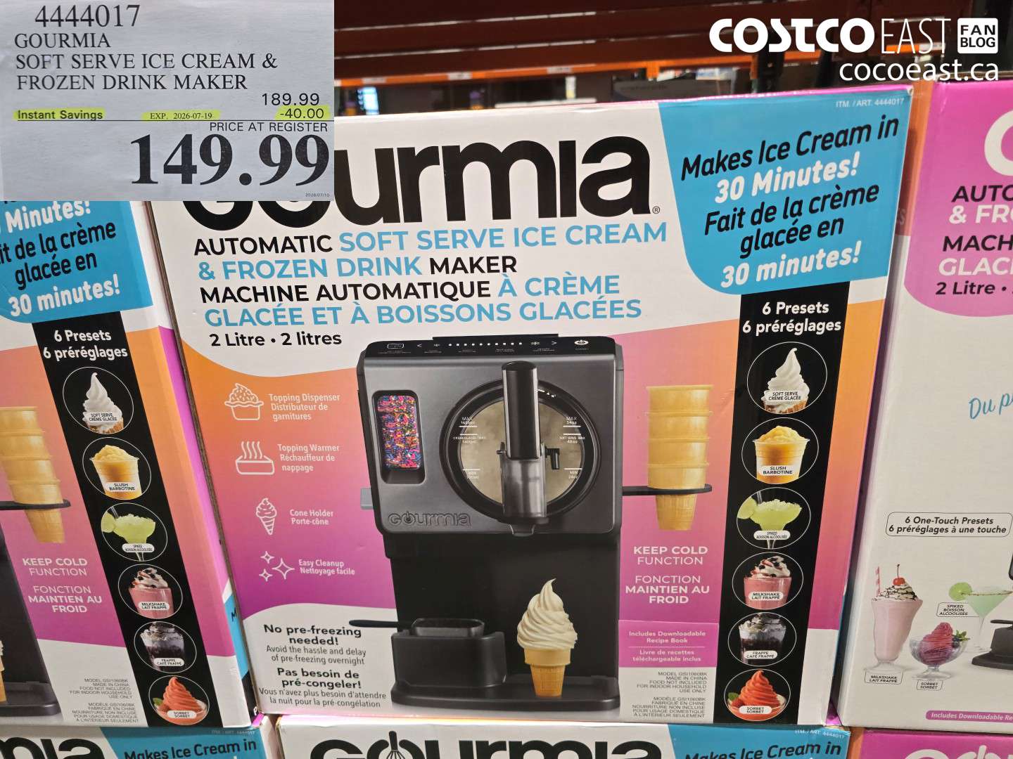 4444017 GOURMIA SOFT SERVE ICE CREAM & FROZEN DRINK MAKER ($40.00 INSTANT SAVINGS EXPIRES ON 2026-07-19) $149.99