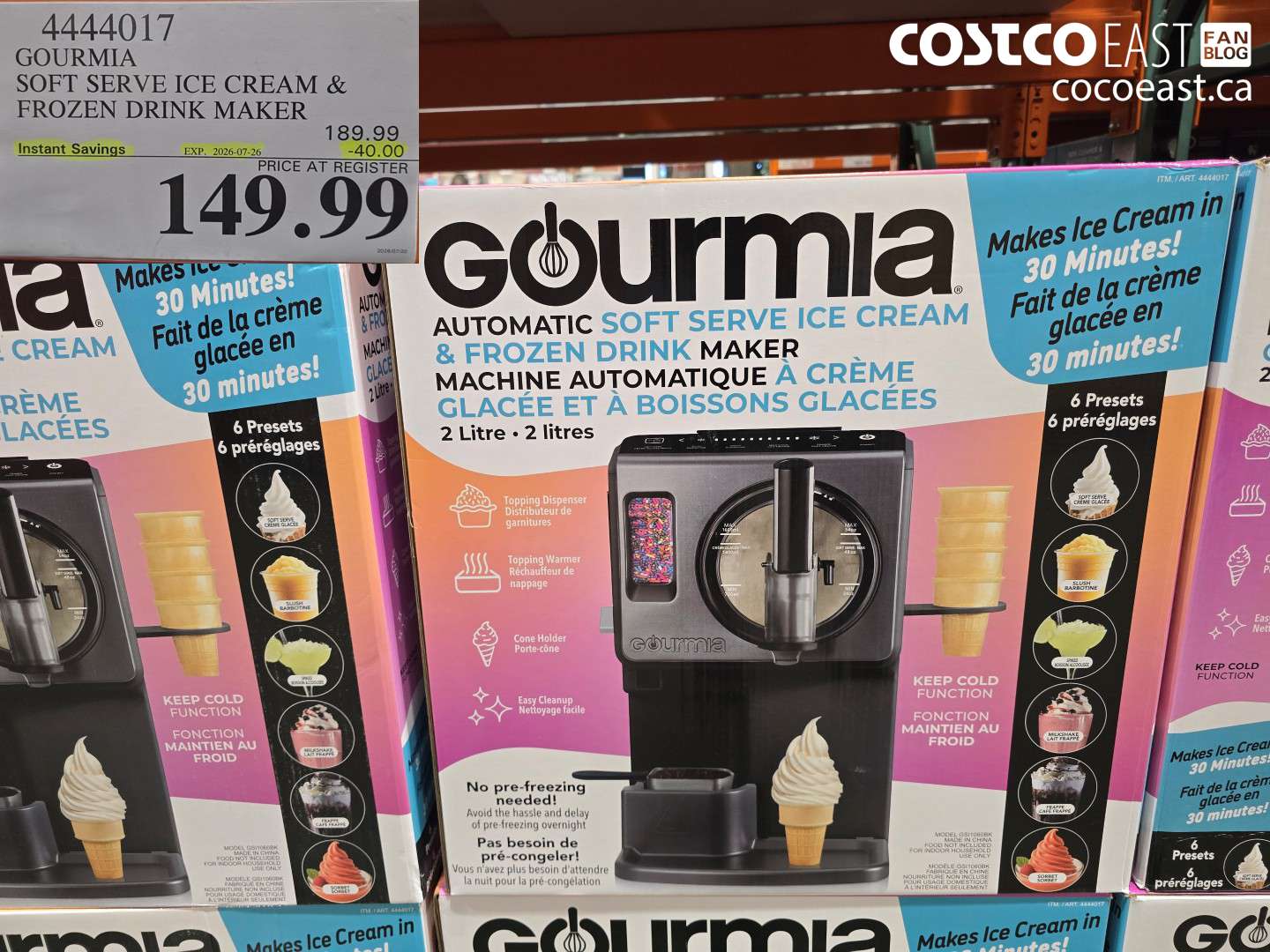 4444017 GOURMIA SOFT SERVE ICE CREAM & FROZEN DRINK MAKER ($40.00 INSTANT SAVINGS EXPIRES ON 2026-07-26) $149.99
