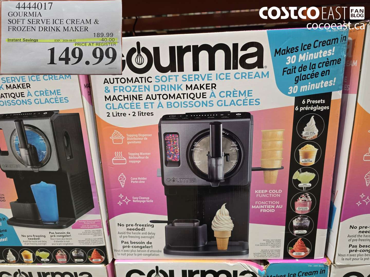 4444017 GOURMIA SOFT SERVE ICE CREAM & FROZEN DRINK MAKER ($40.00 INSTANT SAVINGS EXPIRES ON 2026-08-02) $149.99