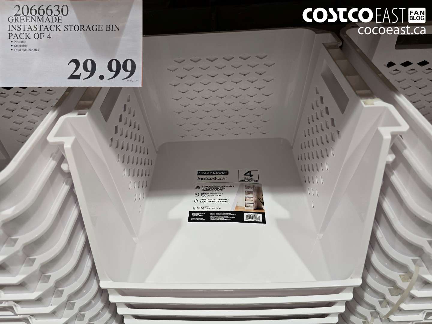 2066630 GREENMADE INSTASTACK STORAGE BIN PACK OF 4 $29.99