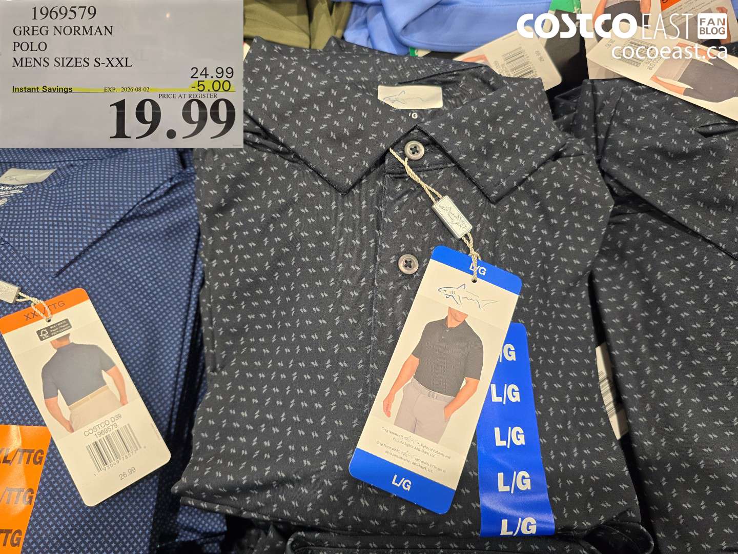 1969579 GREG NORMAN POLO MENS SIZES S-XXL ($5.00 INSTANT SAVINGS EXPIRES ON 2026-08-02) $19.99