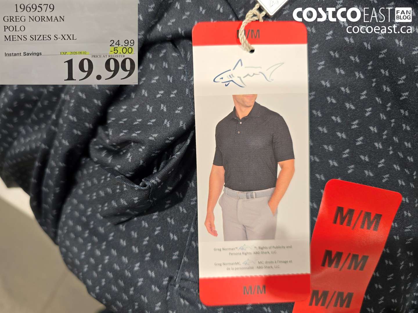 1969579 GREG NORMAN POLO MENS SIZES S-XXL ($5.00 INSTANT SAVINGS EXPIRES ON 2026-08-02) $19.99