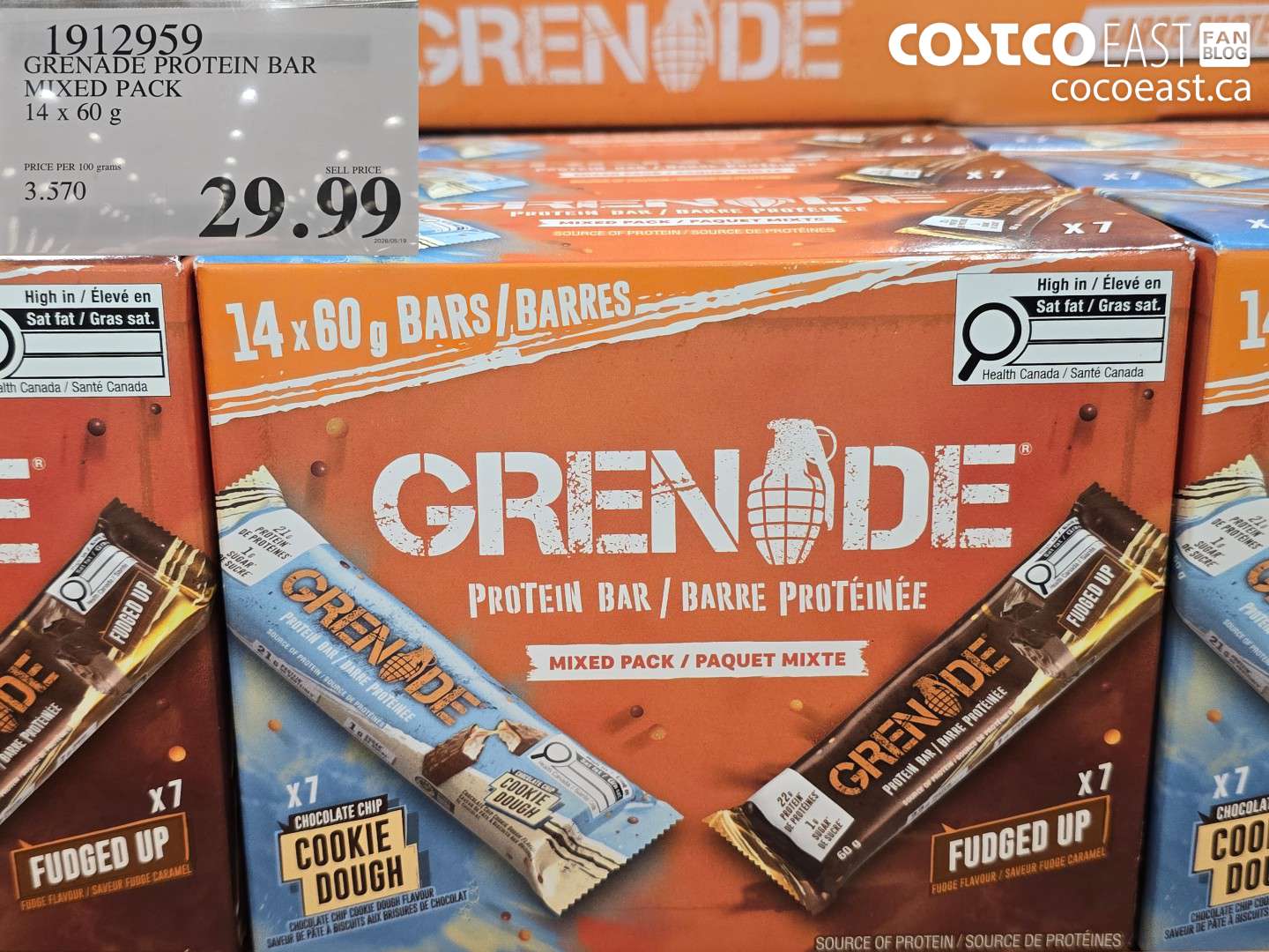 1912959 GRENADE PROTEIN BAR MIXED PACK 14 X 60 G $29.99