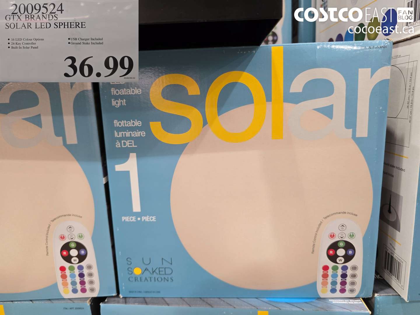 2009524 GTX BRANDS SOLAR LED SPHERE $36.99