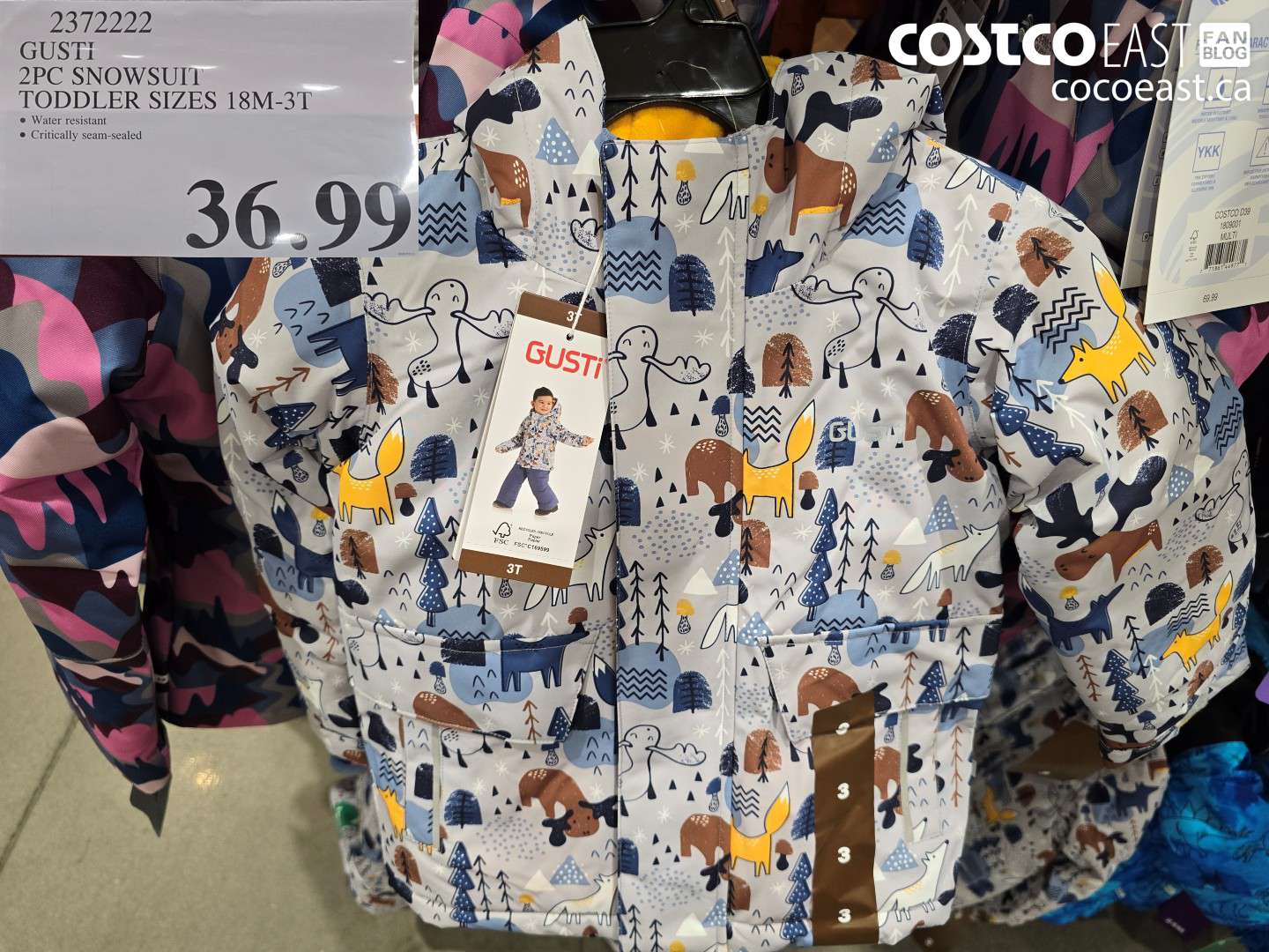 2372222 GUSTI 2PC SNOWSUIT TODDLER SIZES 18M-3T $36.99