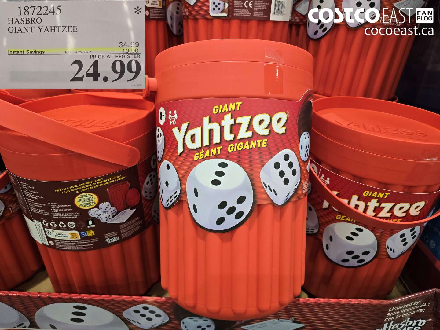 1872245 HASBRO GIANT YAHTZEE ($10.00 INSTANT SAVINGS EXPIRES ON 2026-08-02) $24.99