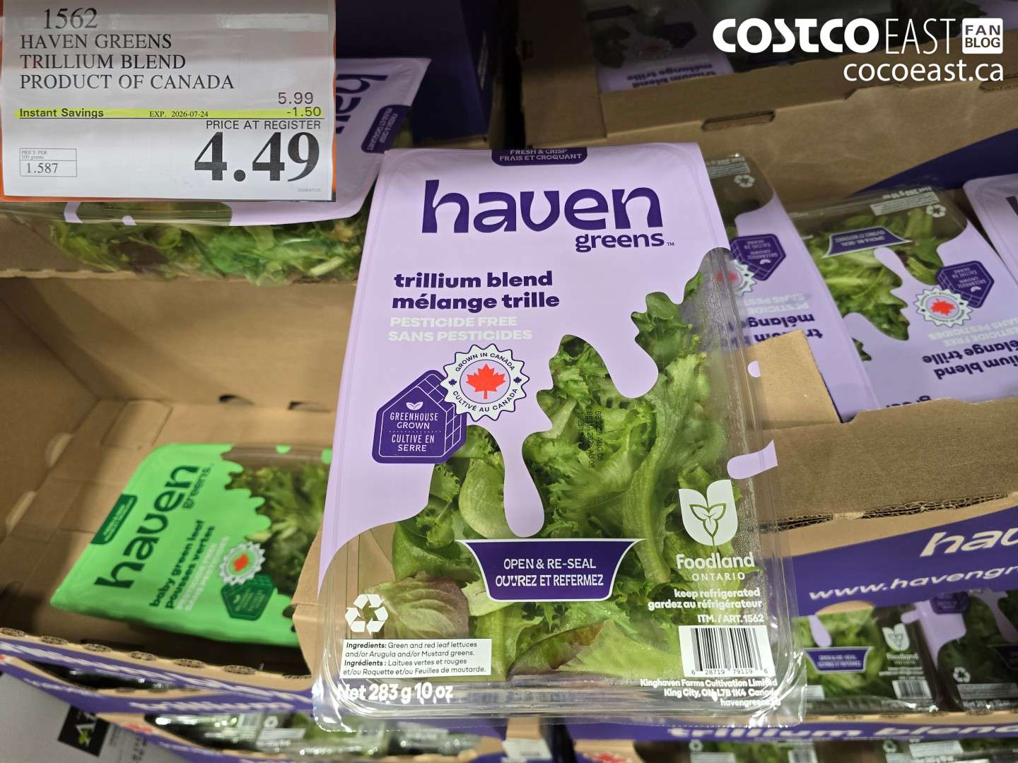 1562 HAVEN GREENS TRILLIUM BLEND PRODUCT OF CANADA ($1.50 INSTANT SAVINGS EXPIRES ON 2026-07-24) $4.49