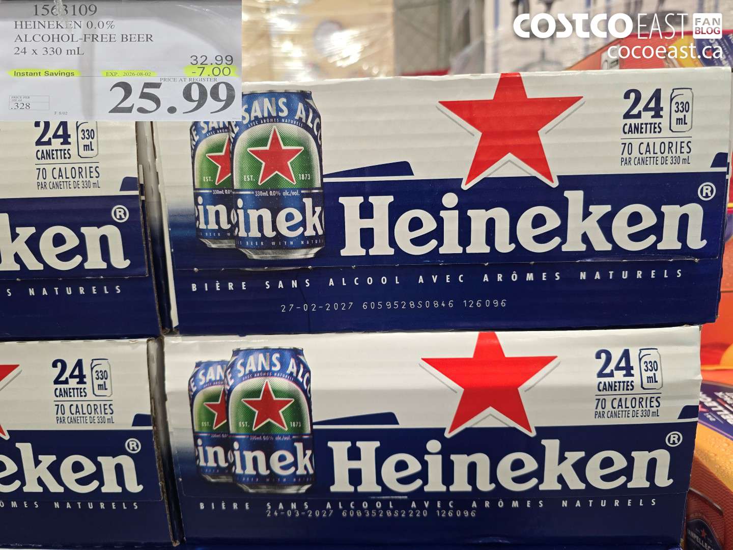 1563109 HEINEKEN 0.0% ALCOHOL-FREE BEER 24 X 330 ML ($7.00 INSTANT SAVINGS EXPIRES ON 2026-08-02) $25.99