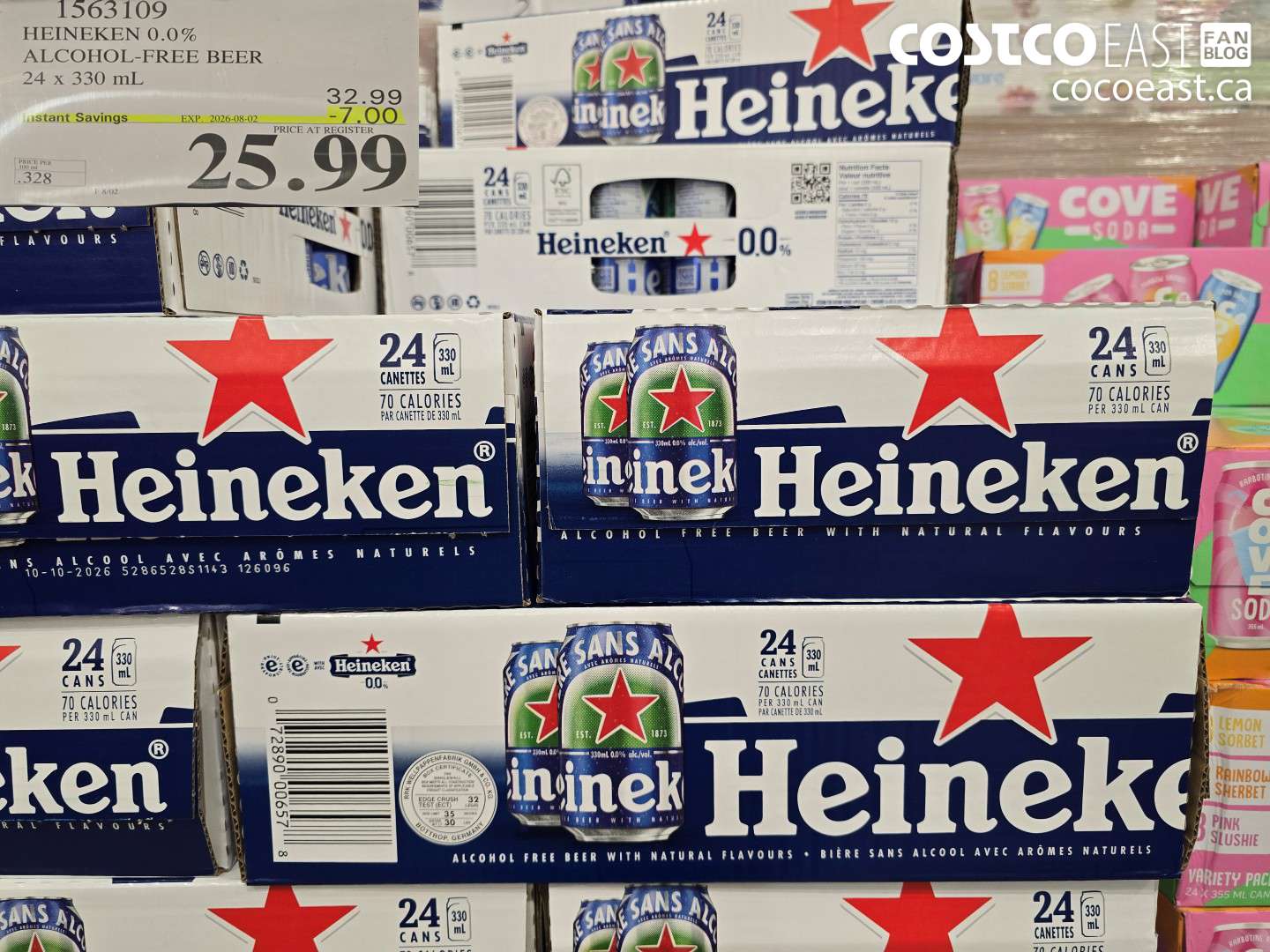 1563109 HEINEKEN 0.0% ALCOHOL-FREE BEER 24 X 330 ML ($7.00 INSTANT SAVINGS EXPIRES ON 2026-08-02) $25.99