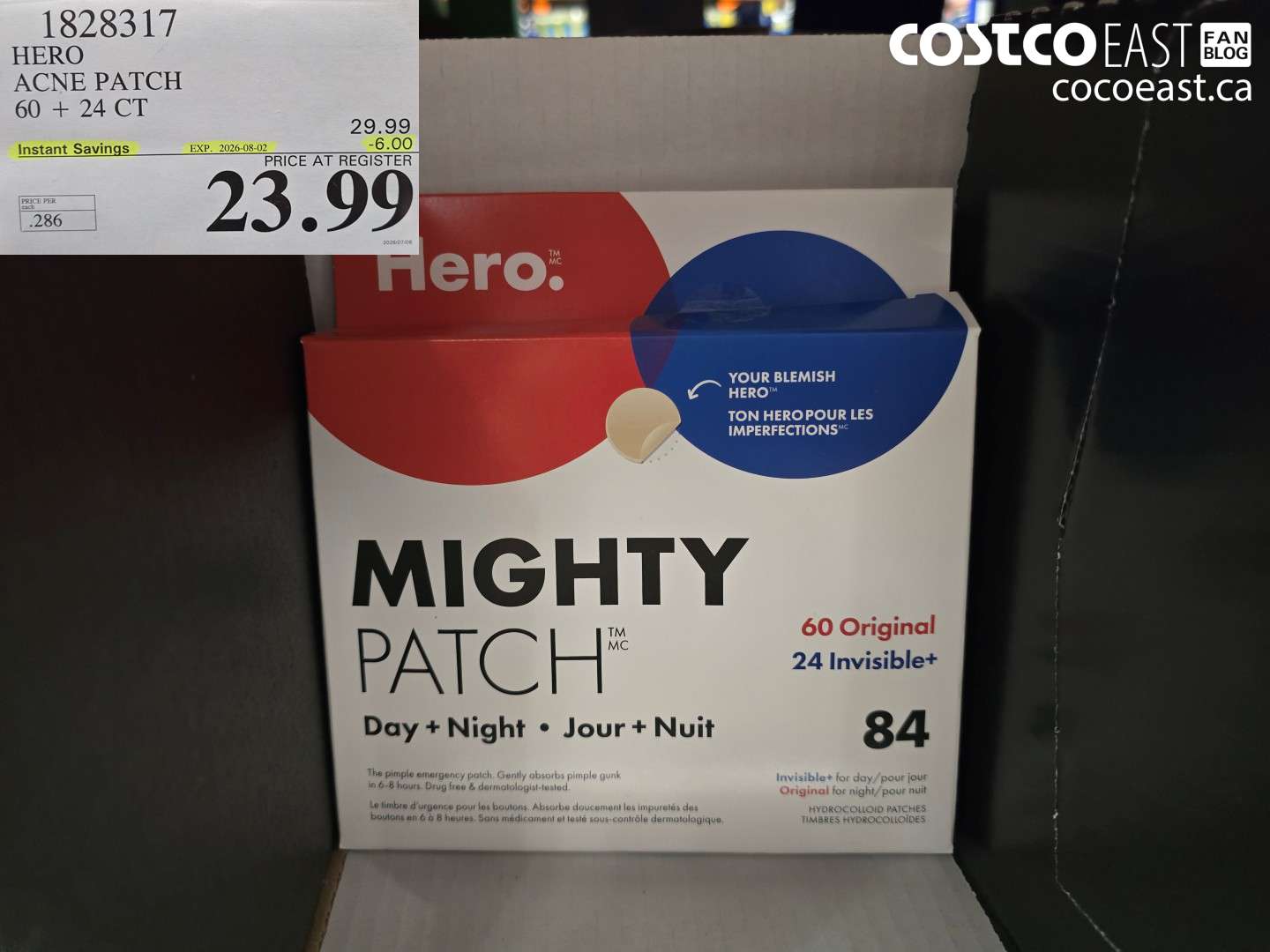 1828317 HERO ACNE PATCH 60 + 24 CT ($6.00 INSTANT SAVINGS EXPIRES ON 2026-08-02) $23.99