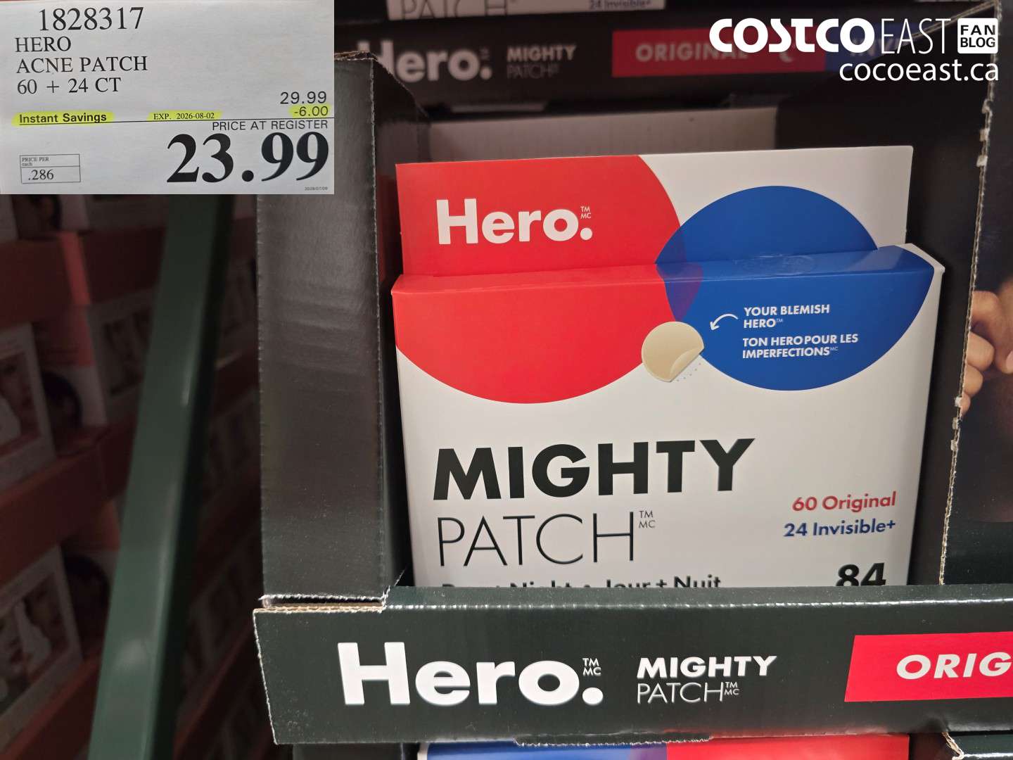 1828317 HERO ACNE PATCH 60 + 24 CT ($6.00 INSTANT SAVINGS EXPIRES ON 2026-08-02) $23.99