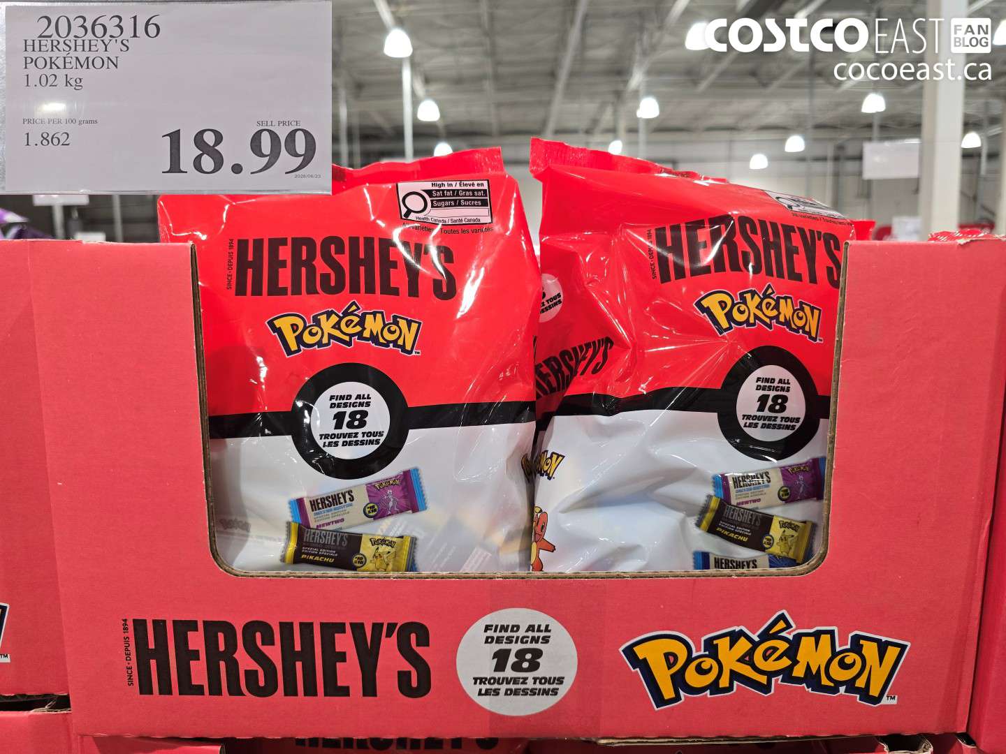 2036316 HERSHEY'S POKEMON 1.02 KG $18.99