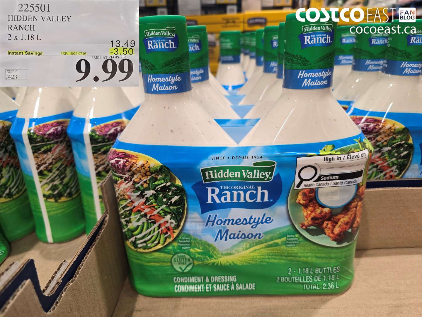 225501 HIDDEN VALLEY RANCH 2 X 1.18 L ($3.50 INSTANT SAVINGS EXPIRES ON 2026-07-05) $9.99