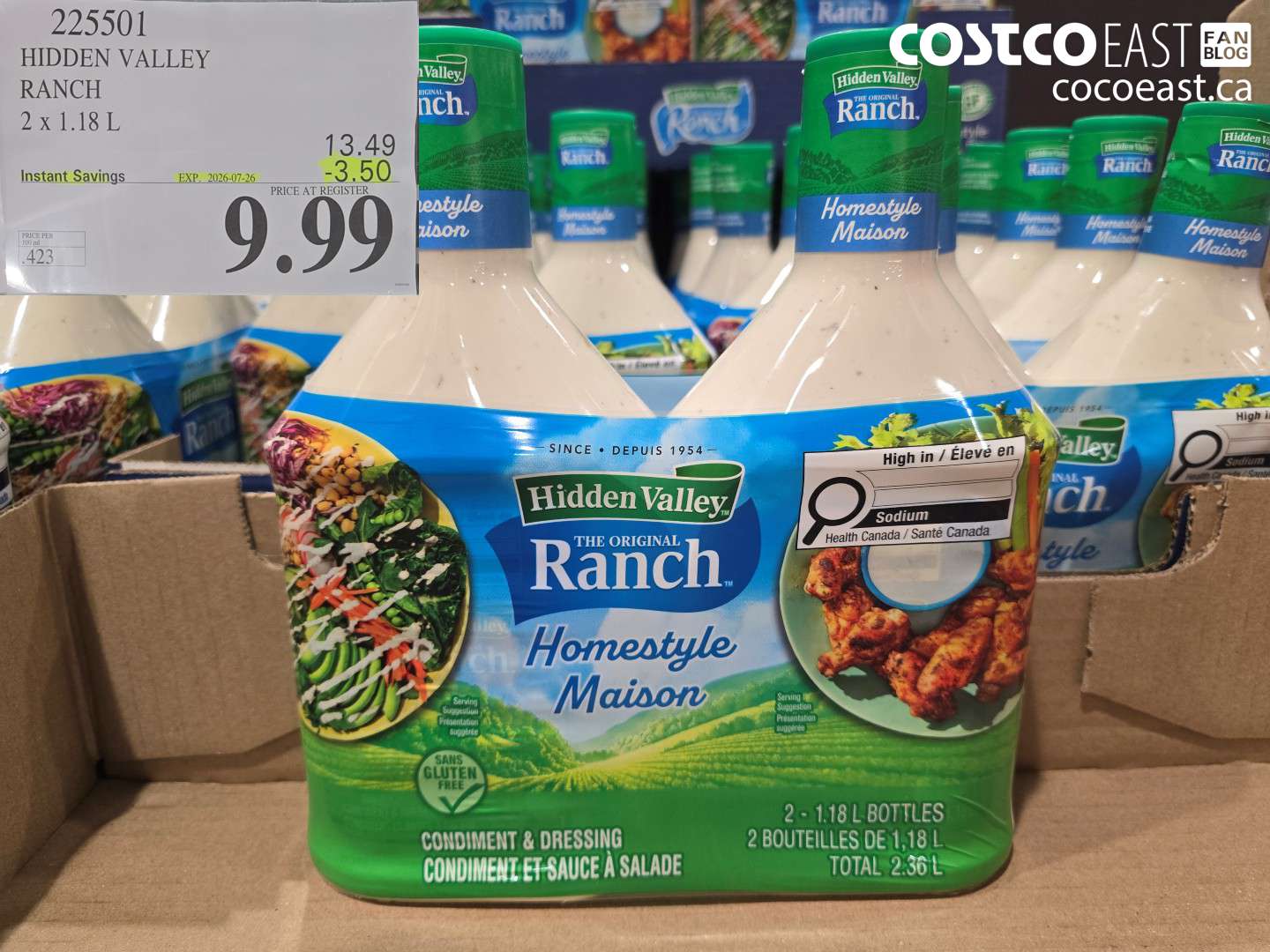 225501 HIDDEN VALLEY RANCH 2 X 1.18 L ($3.50 INSTANT SAVINGS EXPIRES ON 2026-07-26) $9.99