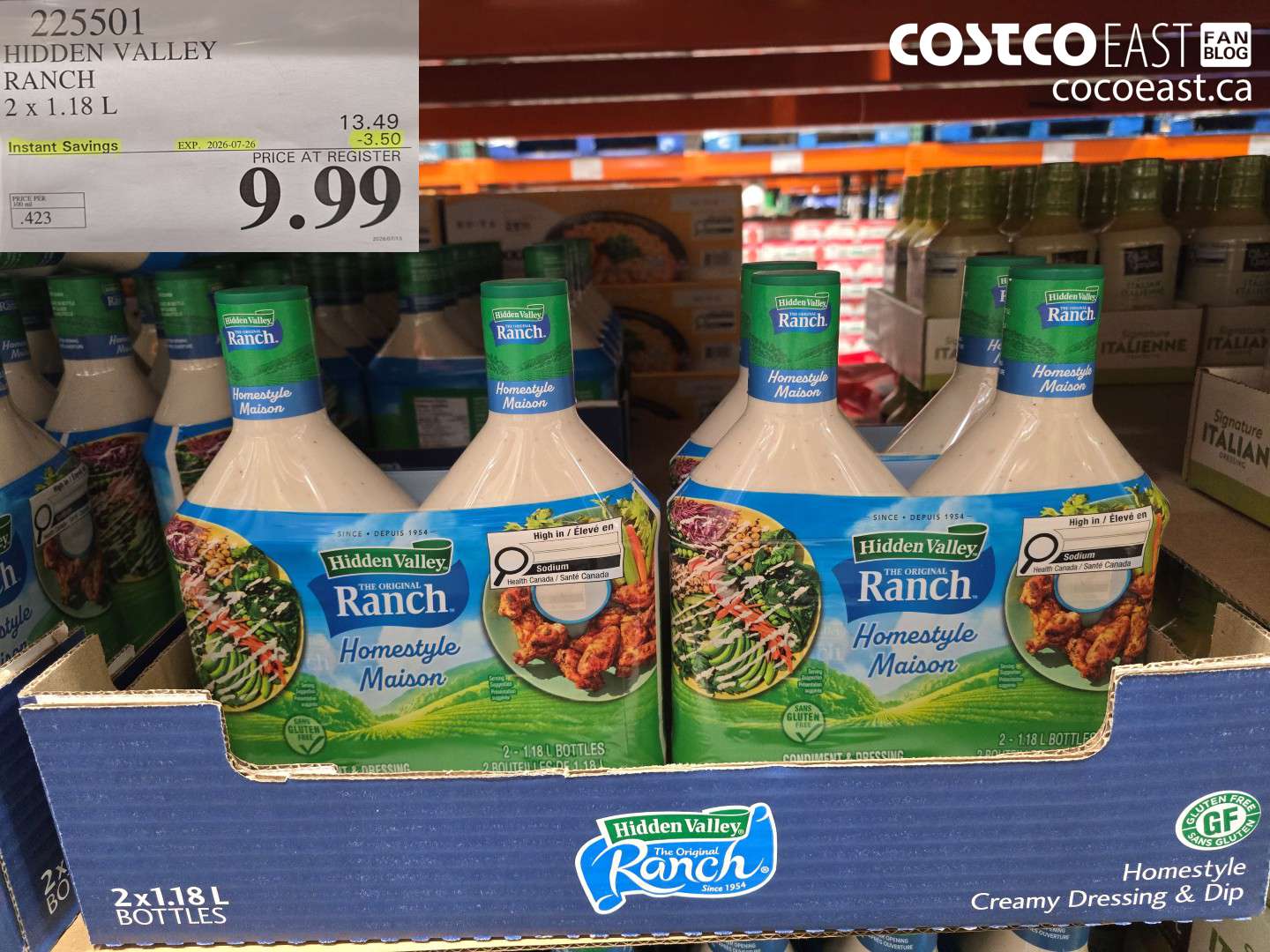 225501 HIDDEN VALLEY RANCH 2 X 1.18 L ($3.50 INSTANT SAVINGS EXPIRES ON 2026-07-26) $9.99