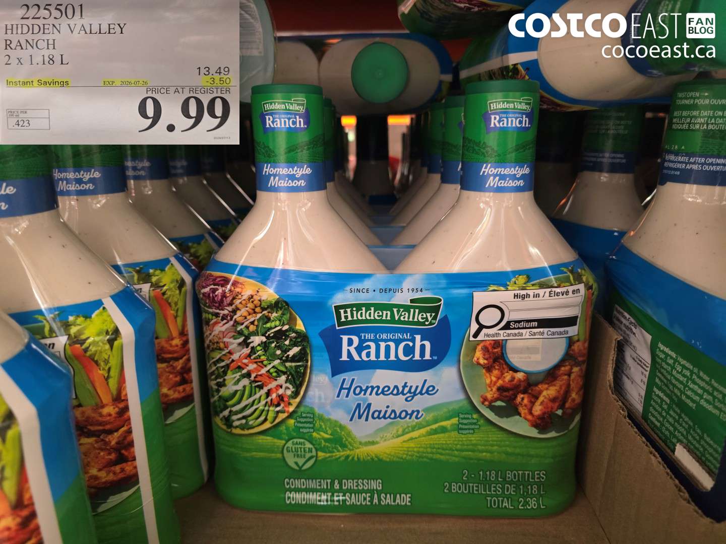 225501 HIDDEN VALLEY RANCH 2 X 1.18 L ($3.50 INSTANT SAVINGS EXPIRES ON 2026-07-26) $9.99