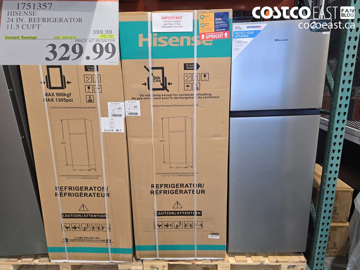 1751357 HISENSE 24 IN. REFRIGERATOR 11.5 CUFT ($70.00 INSTANT SAVINGS EXPIRES ON 2026-08-02) $329.99