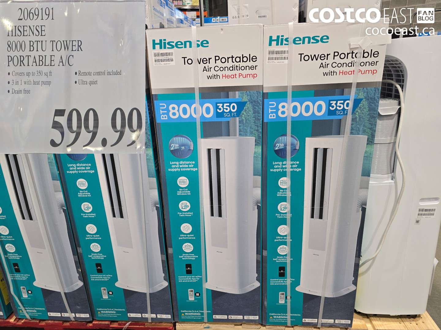 2069191 HISENSE 8000 BTU TOWER PORTABLE A/C $599.99