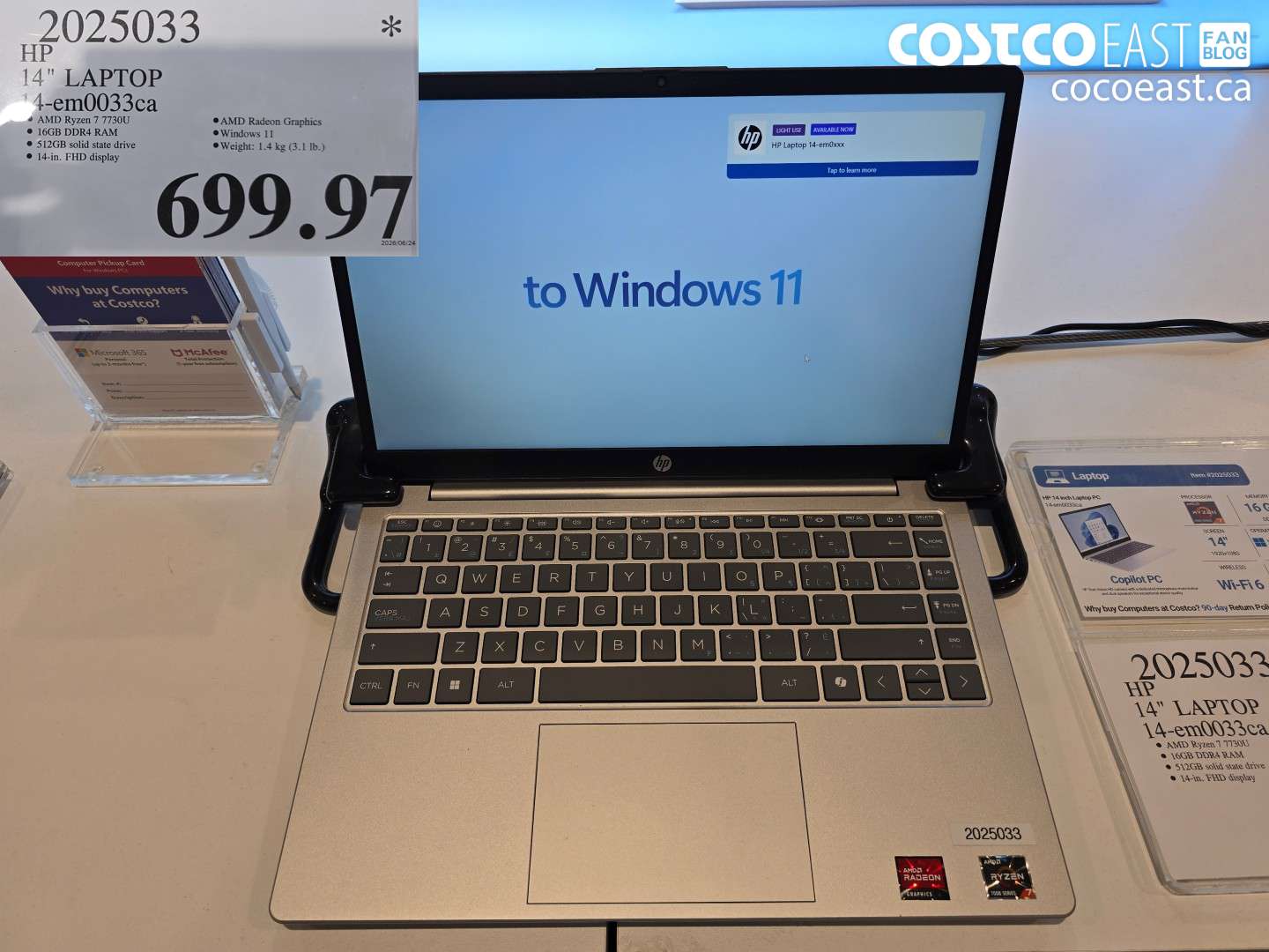 2025033 HP 14 IN LAPTOP 14-EM0033CA $699.97