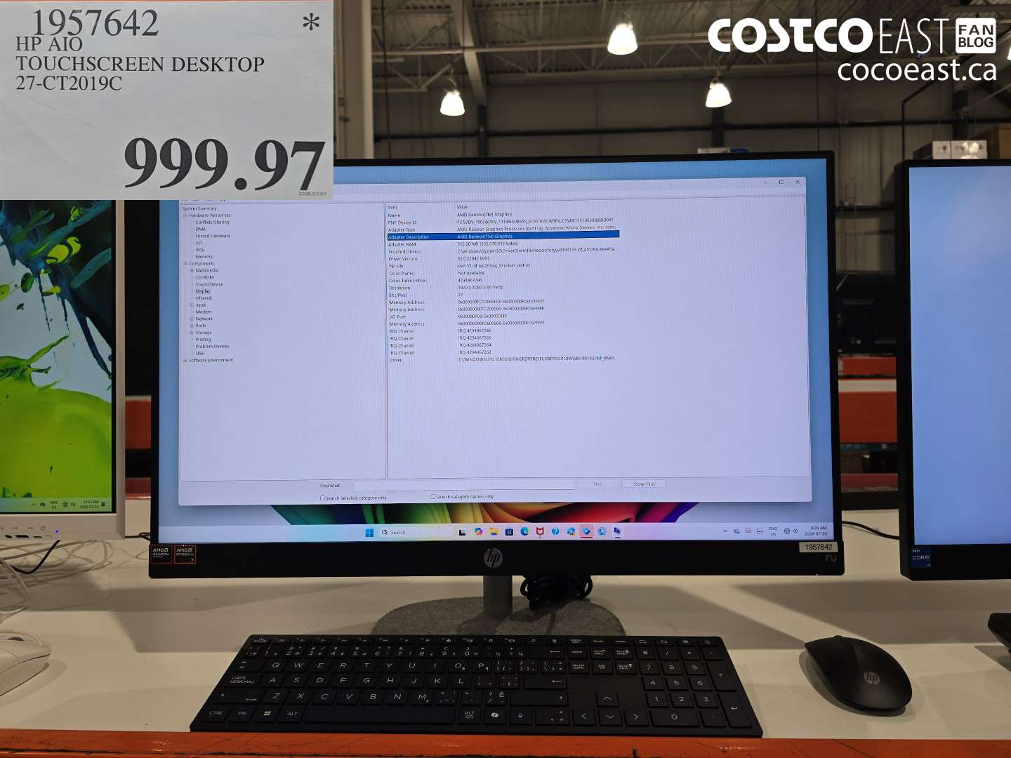 1957642 HP AIO TOUCHSCREEN DESKTOP 27-CT2019C $999.97