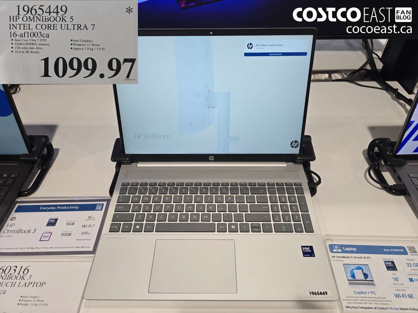 1965449 HP OMNIBOOK 5 INTEL CORE ULTRA 7 16-AF1003CA $1099.97