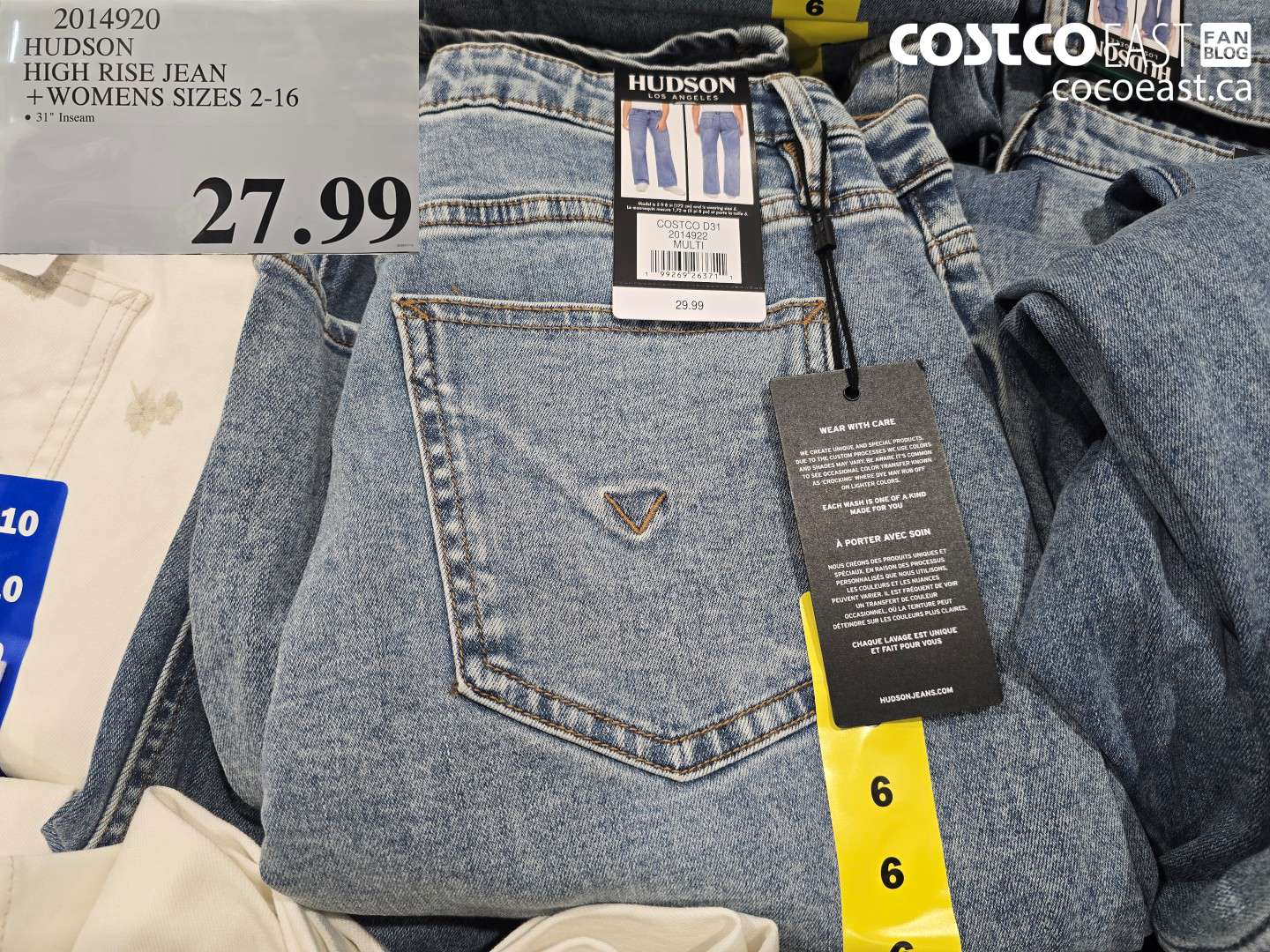 2014920 HUDSON HIGH RISE JEAN WOMENS SIZES 2-16 $27.99