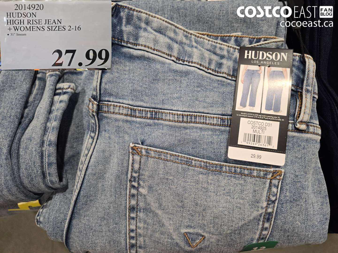 2014920 HUDSON HIGH RISE JEAN WOMENS SIZES 2-16 $27.99
