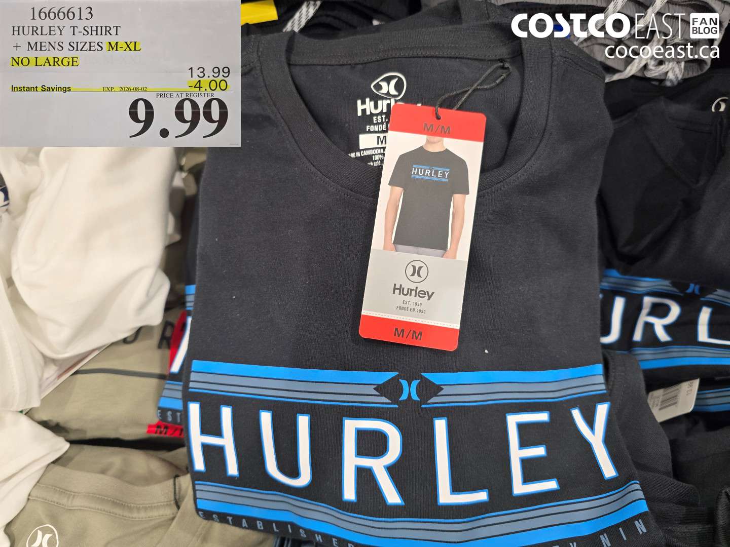 1666613 HURLEY T-SHIRT MENS SIZES M-XL NO LARGE ($4.00 INSTANT SAVINGS EXPIRES ON 2026-08-02) $9.99