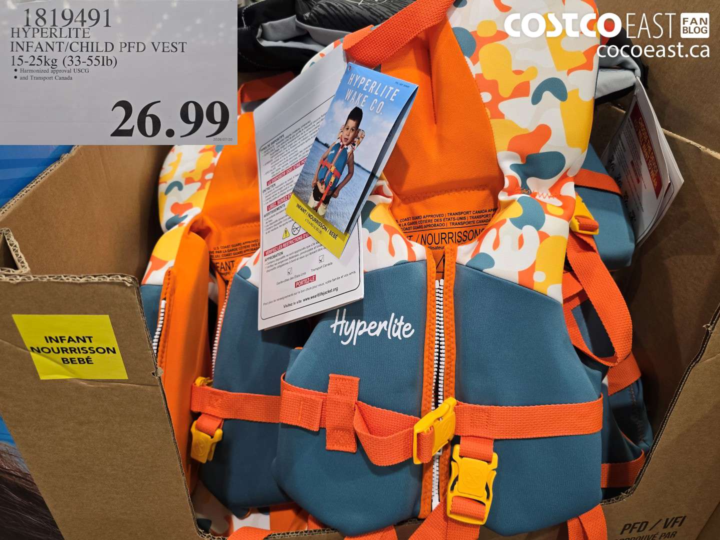 1819491 HYPERLITE INFANT/CHILD PFD VEST 15-25KG (33-55LB) $26.99
