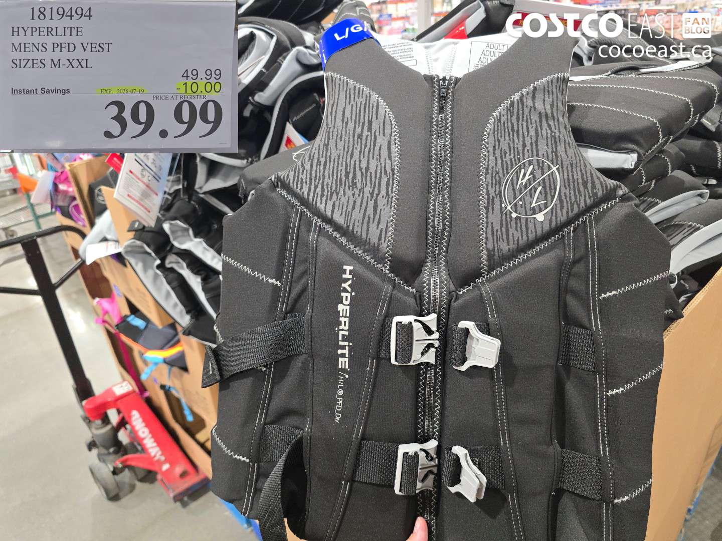 1819494 HYPERLITE MENS PFD VEST SIZES M-XXL ($10.00 INSTANT SAVINGS EXPIRES ON 2026-07-19) $39.99