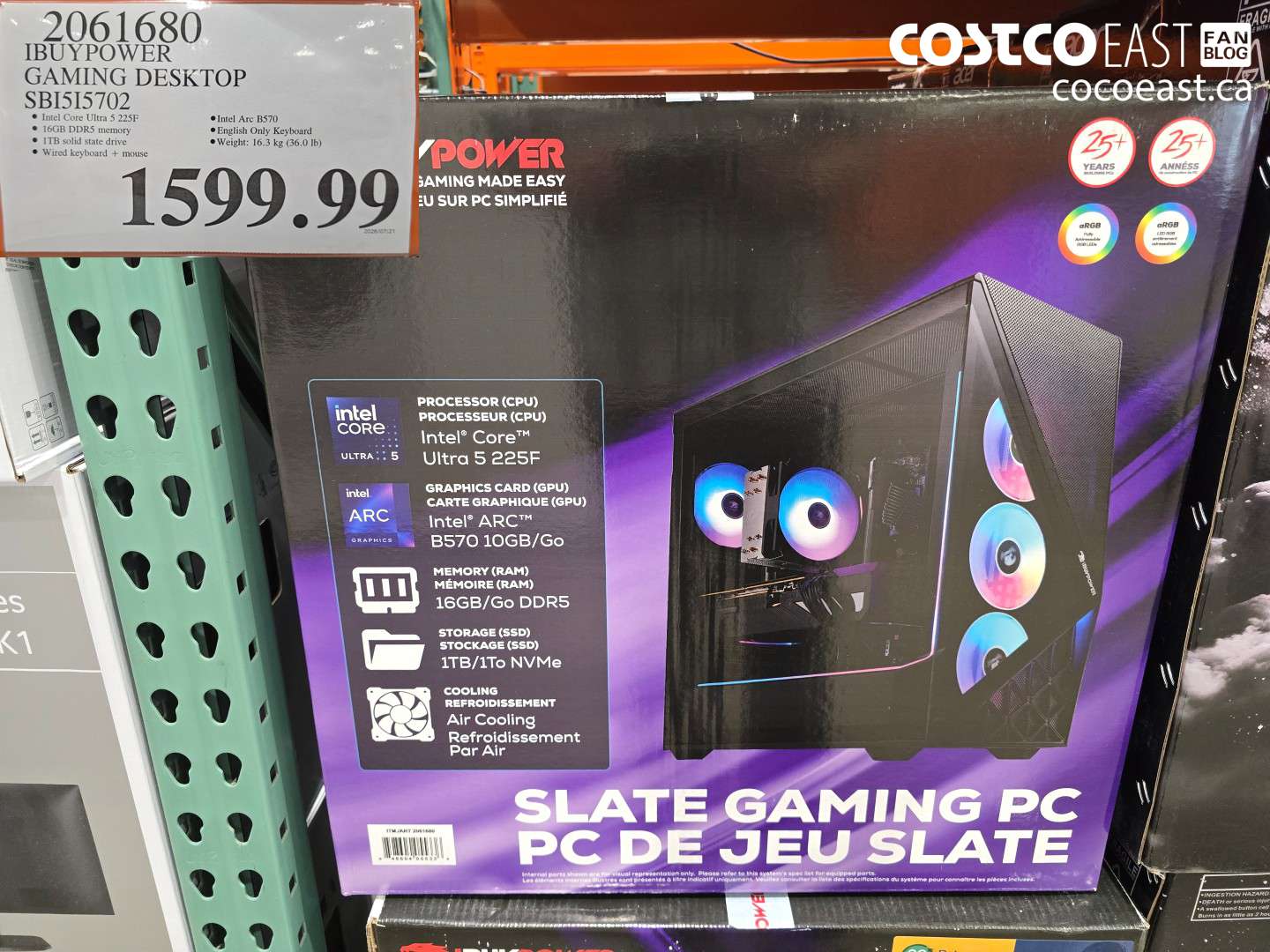 2061680 IBUYPOWER GAMING DESKTOP SBI5I5702 $1599.99