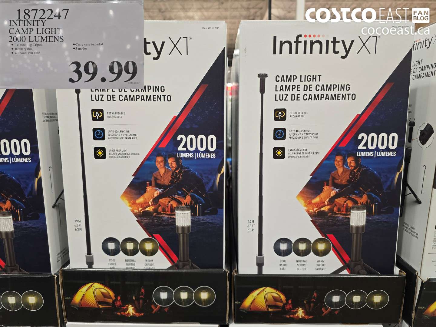1872247 INFINITY CAMP LIGHT 2000 LUMENS $39.99