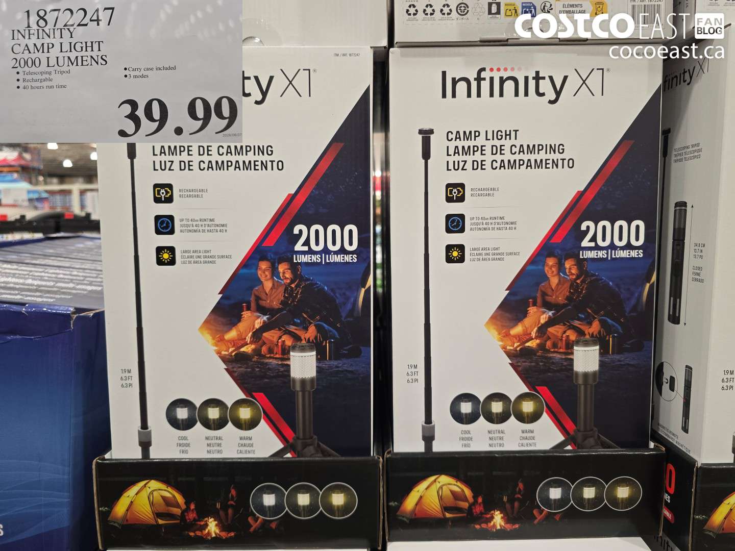 1872247 INFINITY CAMP LIGHT 2000 LUMENS $39.99