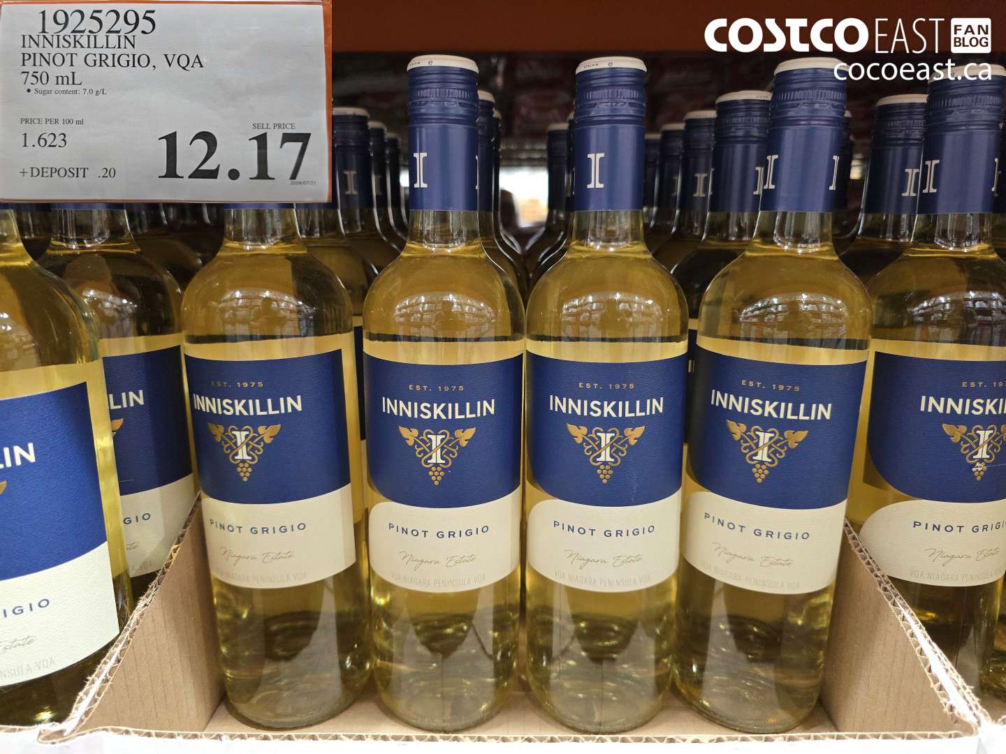 1925295 INNISKILLIN PINOT GRIGIO, VQA 750 ML $12.17