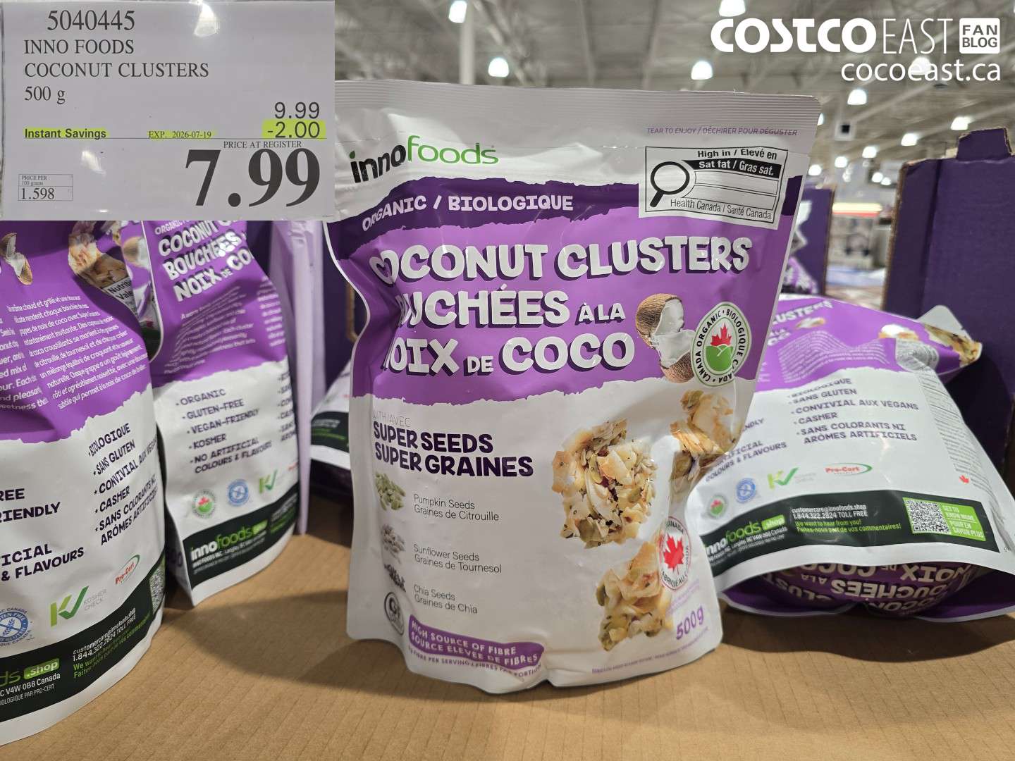 5040445 INNO FOODS COCONUT CLUSTERS 500 G ($2.00 INSTANT SAVINGS EXPIRES ON 2026-07-19) $7.99