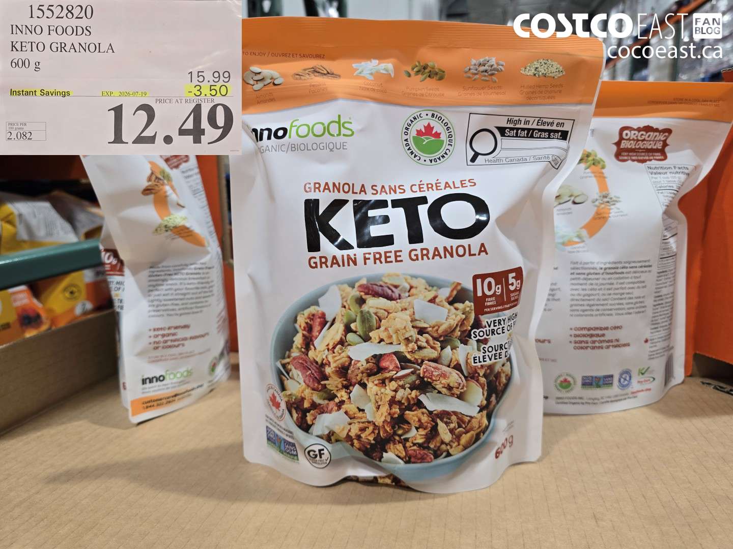 1552820 INNO FOODS KETO GRANOLA 600 G ($3.50 INSTANT SAVINGS EXPIRES ON 2026-07-19) $12.49