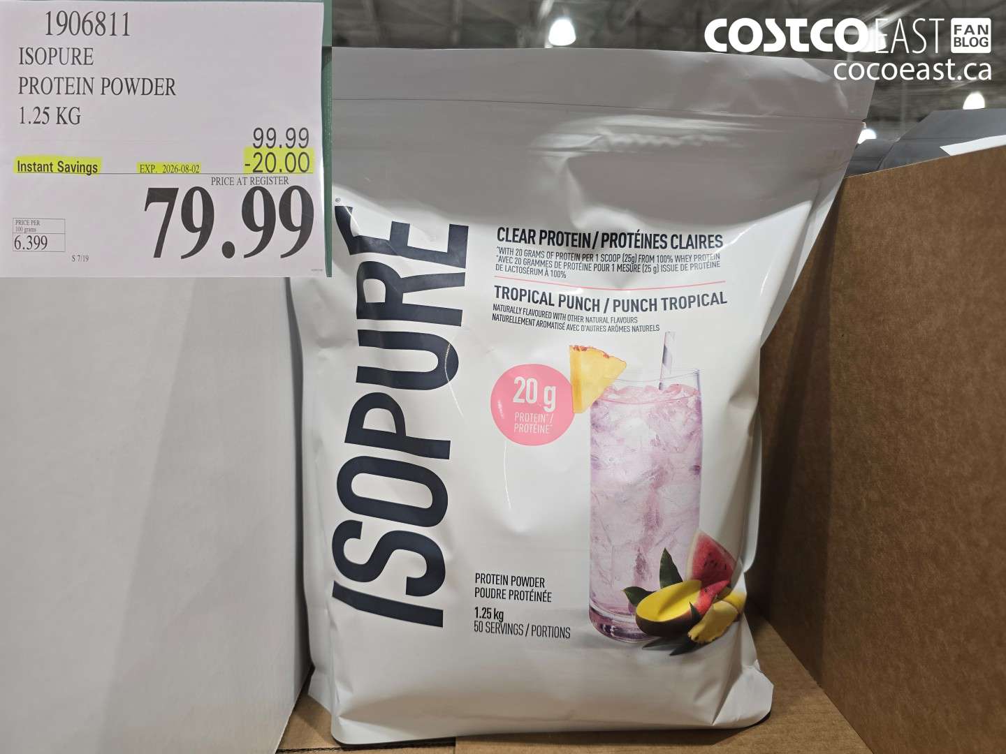 1906811 ISOPURE PROTEIN POWDER 1.25 KG ($20.00 INSTANT SAVINGS EXPIRES ON 2026-08-02) $79.99